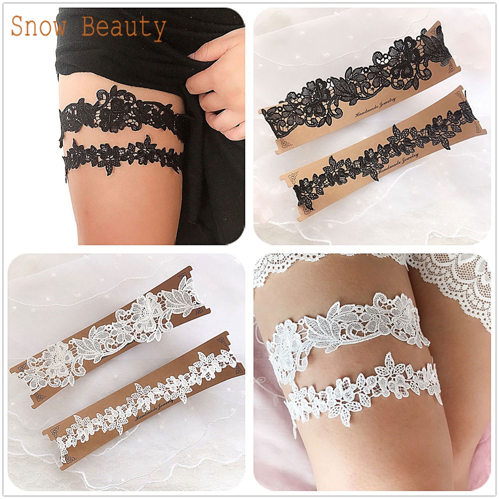 K03 2 PCS เซ็กซี่ลูกไม้ดอกไม้คริสตัลไข่มุกงานแต่งงานต้นขาแหวนเจ้าสาว Garter Garter Belt ผู้หญิงผู้หญิง