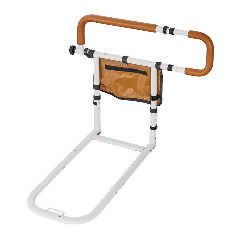 Bed Rails Standing Aid Rail Adjustable Height Bed Assist Bars with Storage Pocket, Handrail Can Be Folded Bed Rail for Elderly