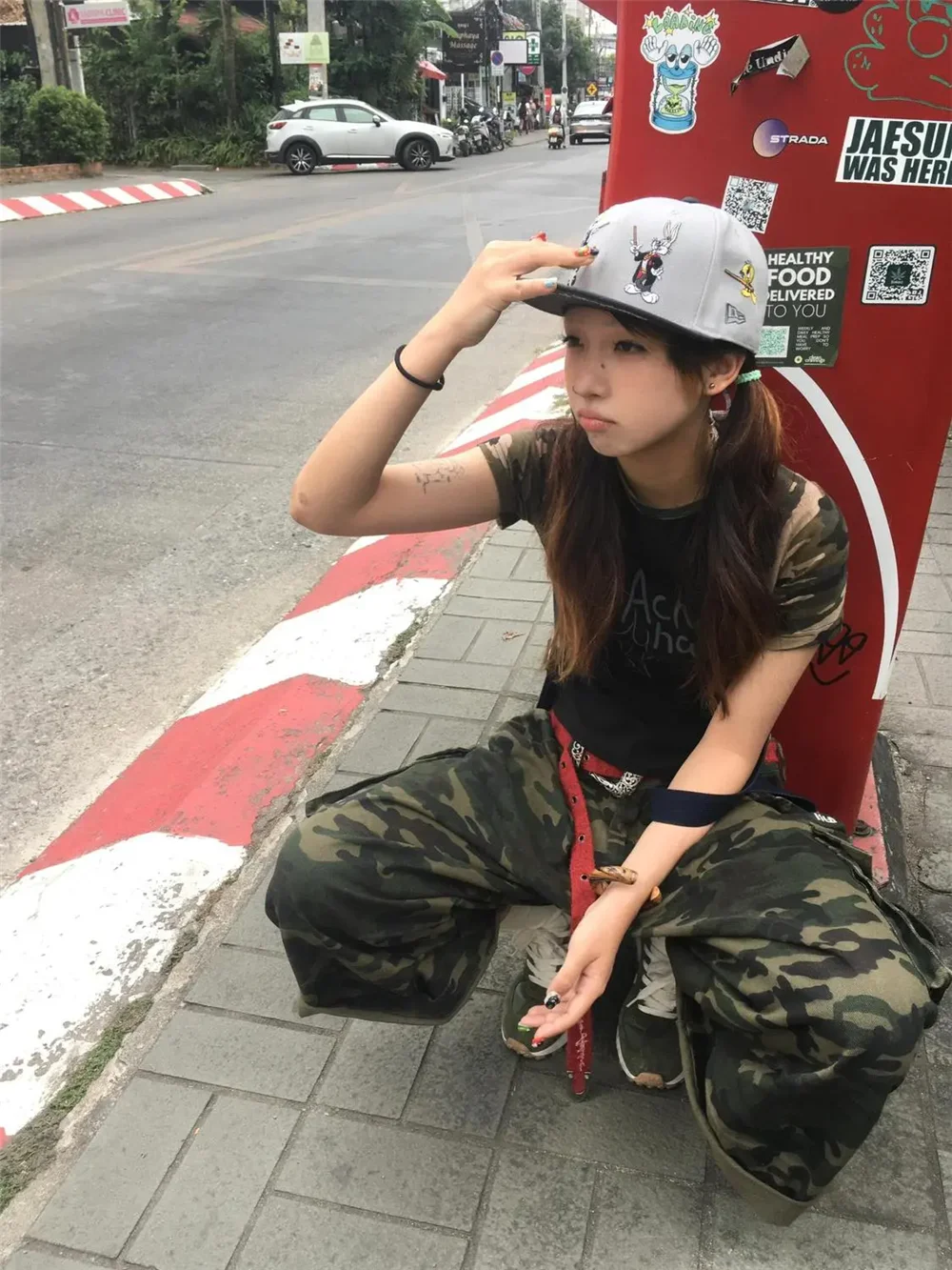 펑크 반바지 스트리트 캐주얼 여름 여성 위장 하라주쿠 빈티지 하이 웨이스트 루즈 반바지 Y2K 와이드 레그 헐렁한 2024 데님 반바지