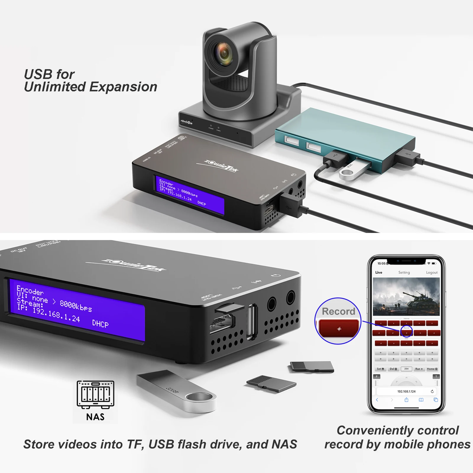 Кодер/декодер видео Zowietek 4K HDMI для прямой трансляции, вход/выход UVC, NDI | Конвертер/плеер HX3, захват видео, SRT/RTMP(S)/RTSP