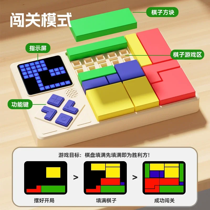 Huarongdaoロジックトレーニングパズルビルディングブロック、組み立て済み、超教育、電子玩具、Jihu