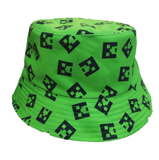 Minecraft 漫画クリーパー漁師帽子アニメ男性ファッション夏の屋外バケツ帽子トレンドカジュアル旅行ヒップホップ日焼け止め帽子