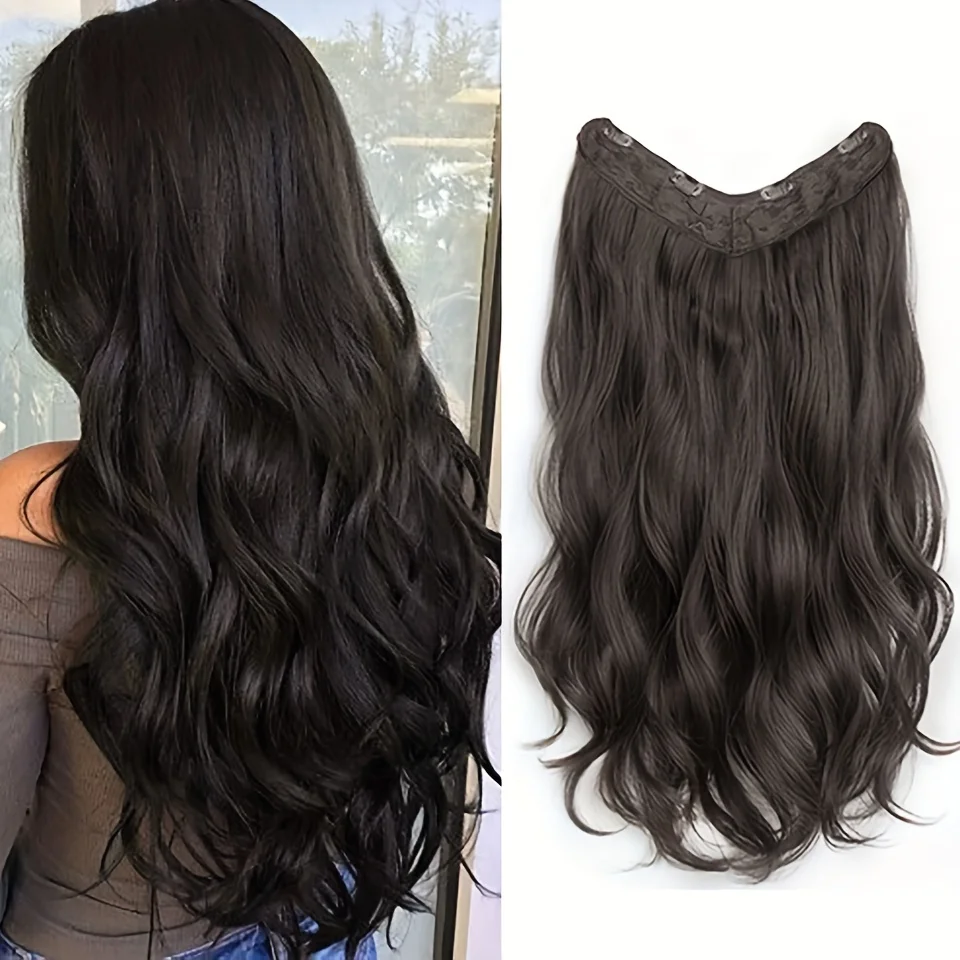 Extensiones de cabello sintético largo ondulado en forma de U, extensiones de cabello con Clip de 16 pulgadas/20 pulgadas/24 pulgadas, accesorios para el cabello para mujer