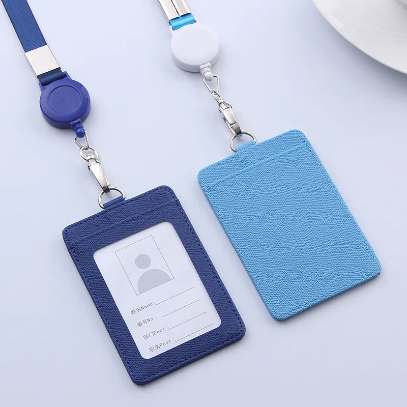 Multifunctional Retractable Lanyard Card Holder PU Badges Set For ID Name Card Business Name Tag Student ID Card Neck Rope