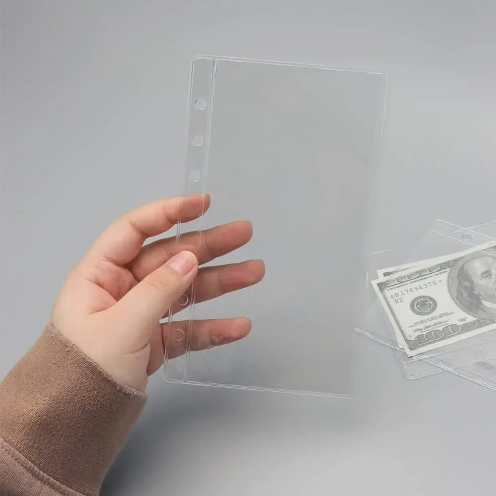 12pcs Binder กระเป๋า PVC ใส A5 A6 A7 MINI Binder กระเป๋าซิปด้านข้างเปิดงบ Budget Binder ซองหลวม Leaf ป้องกัน