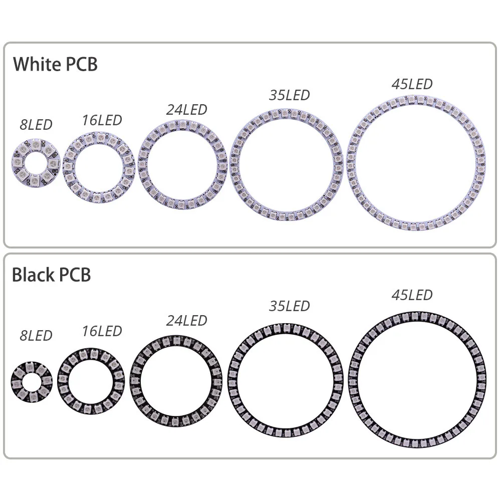 Anillo de píxel Led WS2812B DC5V, anillo direccionable Individual 5050 RGB WS2812 IC, módulo Led BuiIt-in y controlador USB de bloqueo de 14 teclas