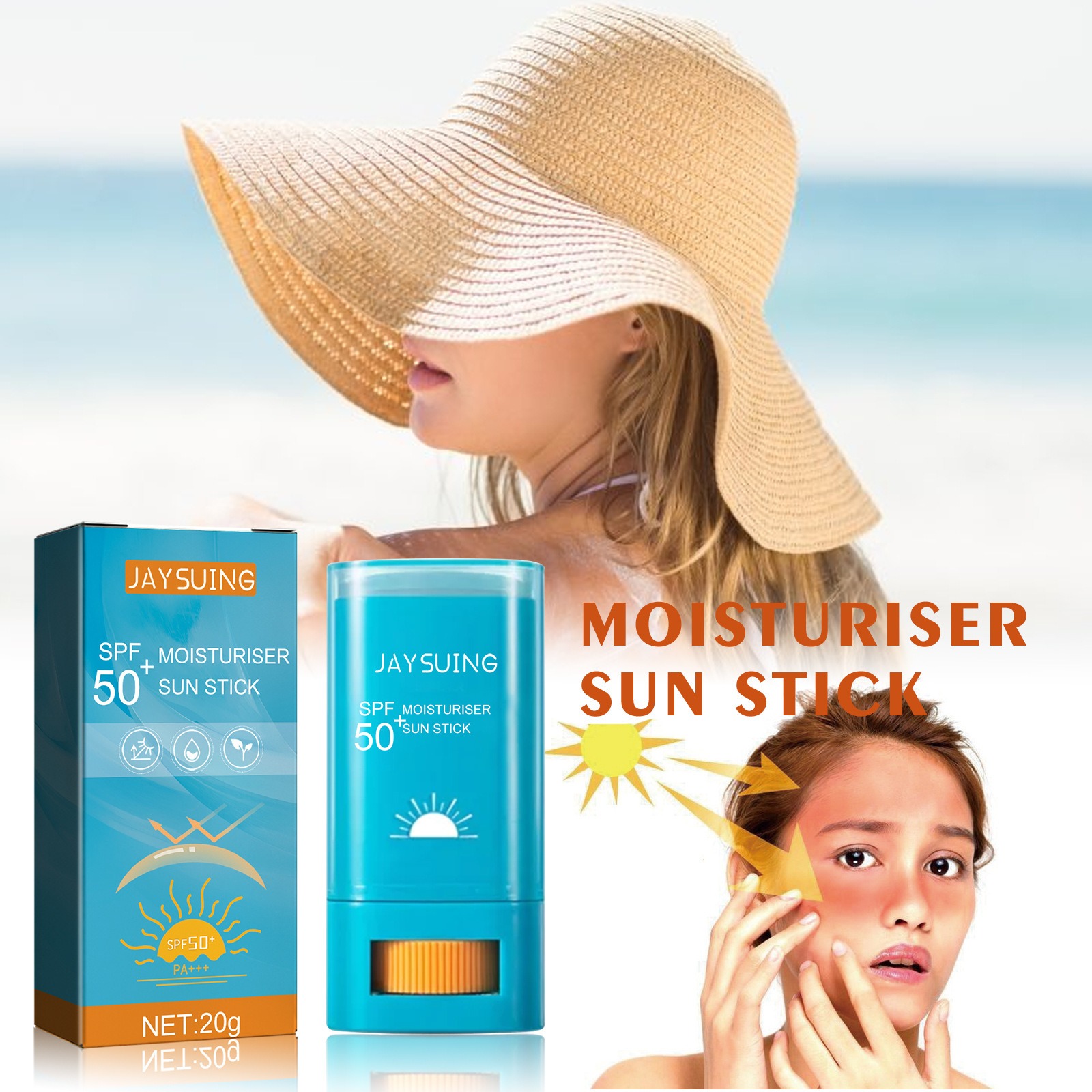 Protetor solar facial spf50 + para todos os tipos de pele, à prova d'água, leve, eficaz, resistente, hidratante de longa duração