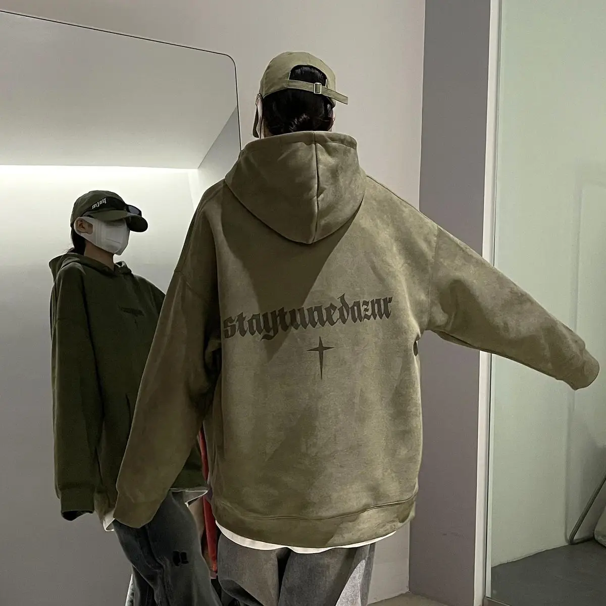 Jersey de gamuza con capucha holgado y pesado para invierno, chaqueta de marca de moda retro americana, sudadera de moda para hombres y mujeres, pareja y2k