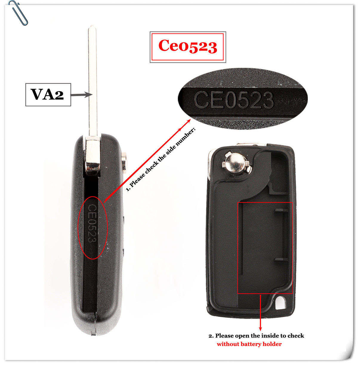 Jingyuqin chave remota de carro com 2 botões ASK/FSK 434Mhz para Citroen C4 C5 C6 C8 Xsara Picasso para Peugeot 107 207 307 308 CE0536/0523