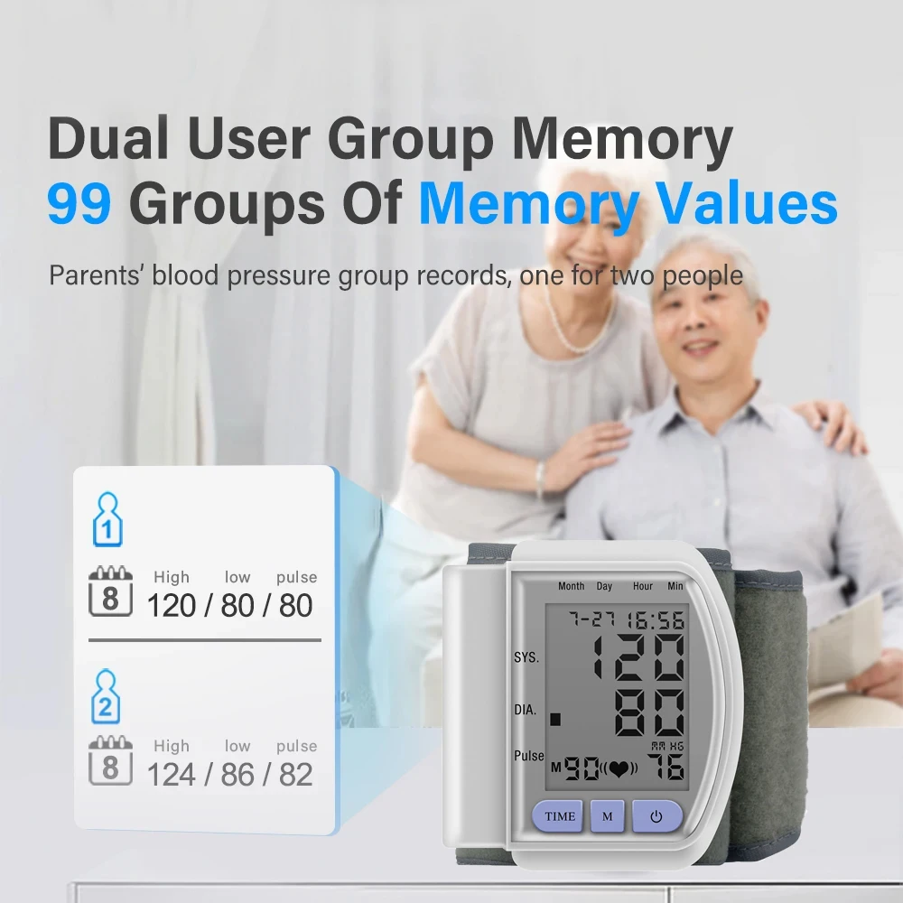 自動ポータブル医療デジタル手首血圧計血圧計眼圧計張力計心拍数脈拍計 BP