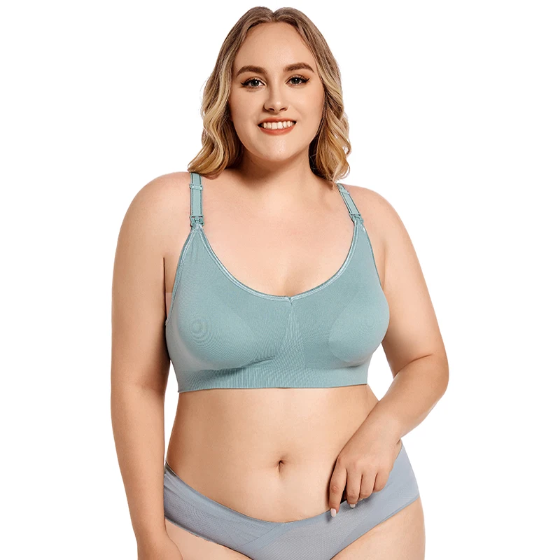 Plus Size Wireless Maternity Bra Front Open Gather Together Prevent Sagging Seamless 3D Breathable Comfortable Breastfeeding Bra