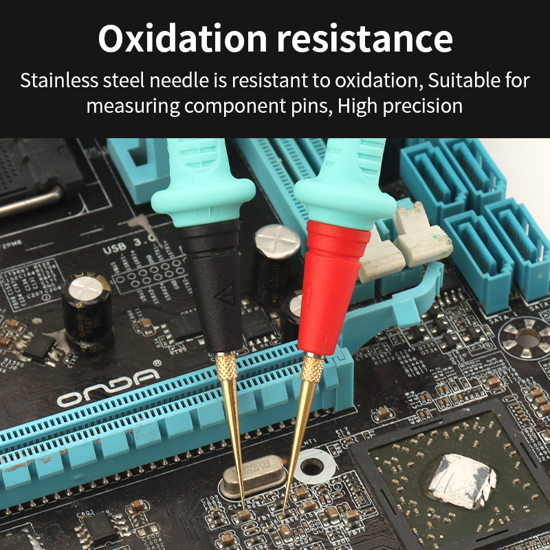 LUXIANZI-pluma multímetro de acero inoxidable, juego de cables de prueba de silicona, sonda chapada en oro reemplazable de 0,1mm para multímetro Digital