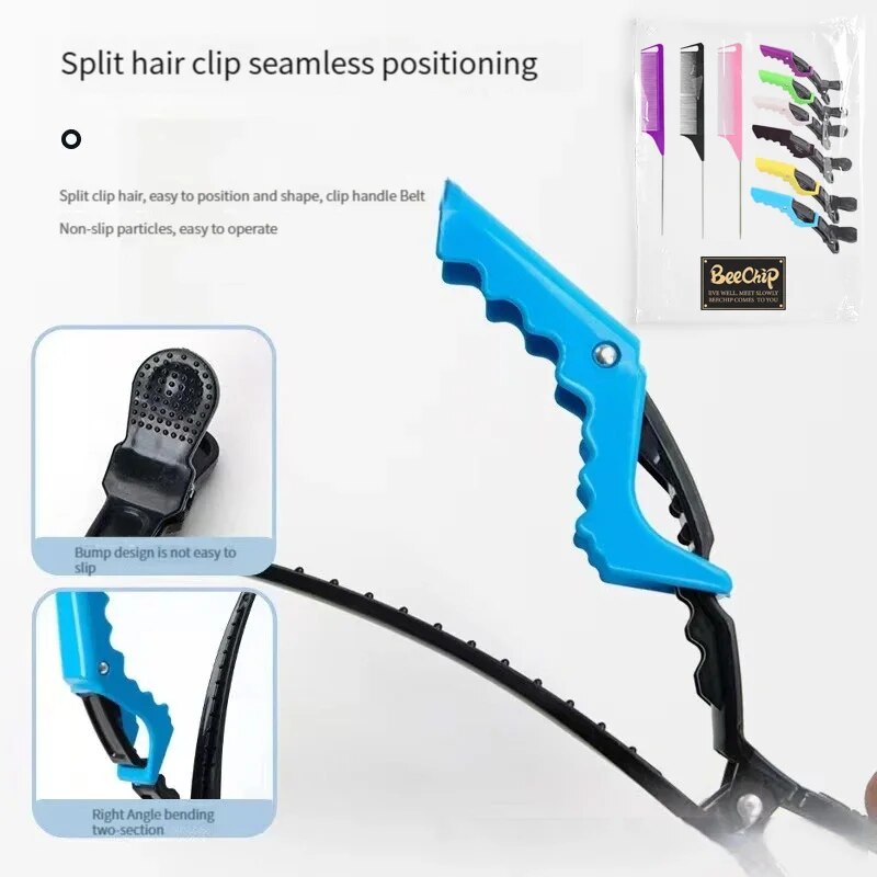 9PCS Jacaré Clipes e Pinos De Aço Apontou Cauda Picking Comb Resistente Ao Calor Anti-estático Suprimentos Profissional Cabeleireiro