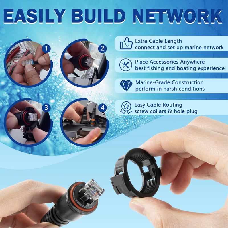 Морской сетевой кабель 010-10550-00, 6 футов, с разделенным разъемом и водонепроницаемой крышкой, для морских RJ45, совместимый с устройствами Garmin