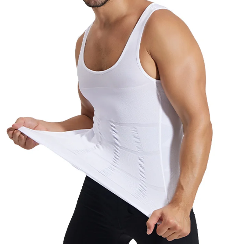 Mannen Afslanken Vest Body Shaper Borst Buik Compressie Shirts Buik Taille Trimmer Shapewear Gym Fitness Tank Tops Workout