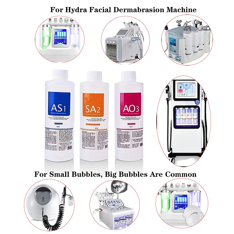 Suero facial para el cuidado de la piel AS1 SA2 AO3 Aqua Peel Solución para máquina facial Limpieza profunda de la piel 400 ml Kit de 3 sueros