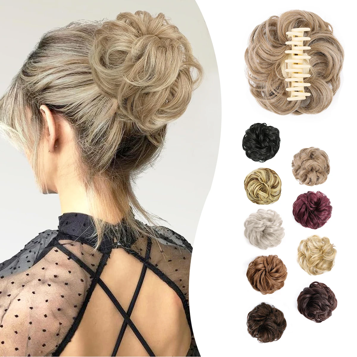 Rommelig Krullend Golvend Haar Broodje Klauw Clip In Warrige Opgestoken Hair Extensions Krullend Golvend Synthetisch Haar Broodje Chouchou Haar Stuk