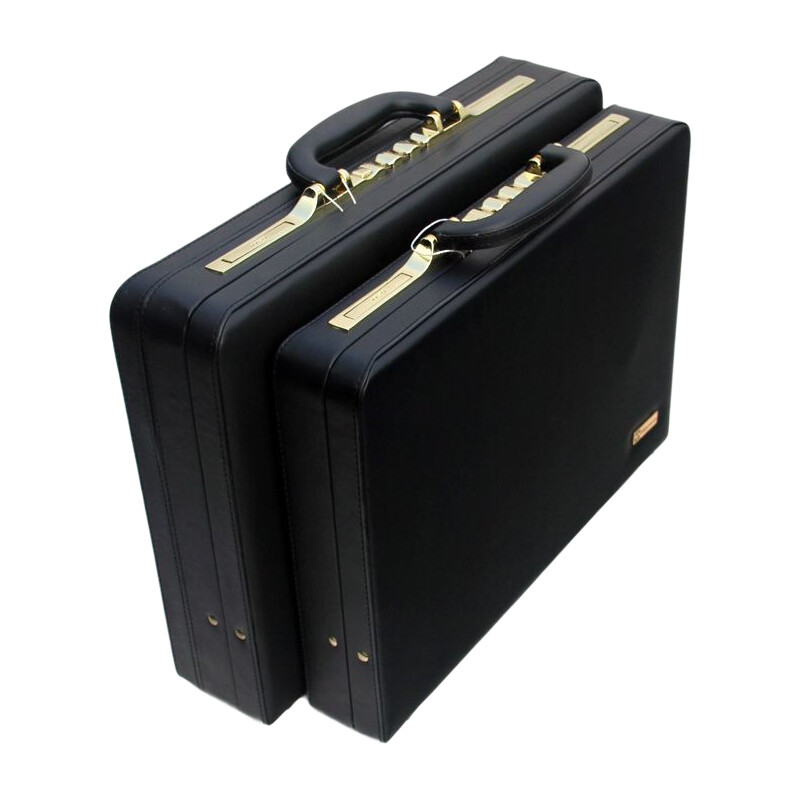 Business Men Black Leather Messenger Bag 14"16" Inch Computer Box Password Box Multifunctional Document Bag Briefcase