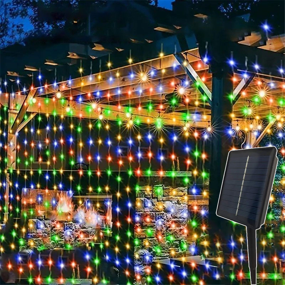 3/6 m LED Solar Vorhang Licht Außenterrasse Dekor Party Lichter Urlaub Dekor für Garten Fee Lichterketten Weihnachten 2024