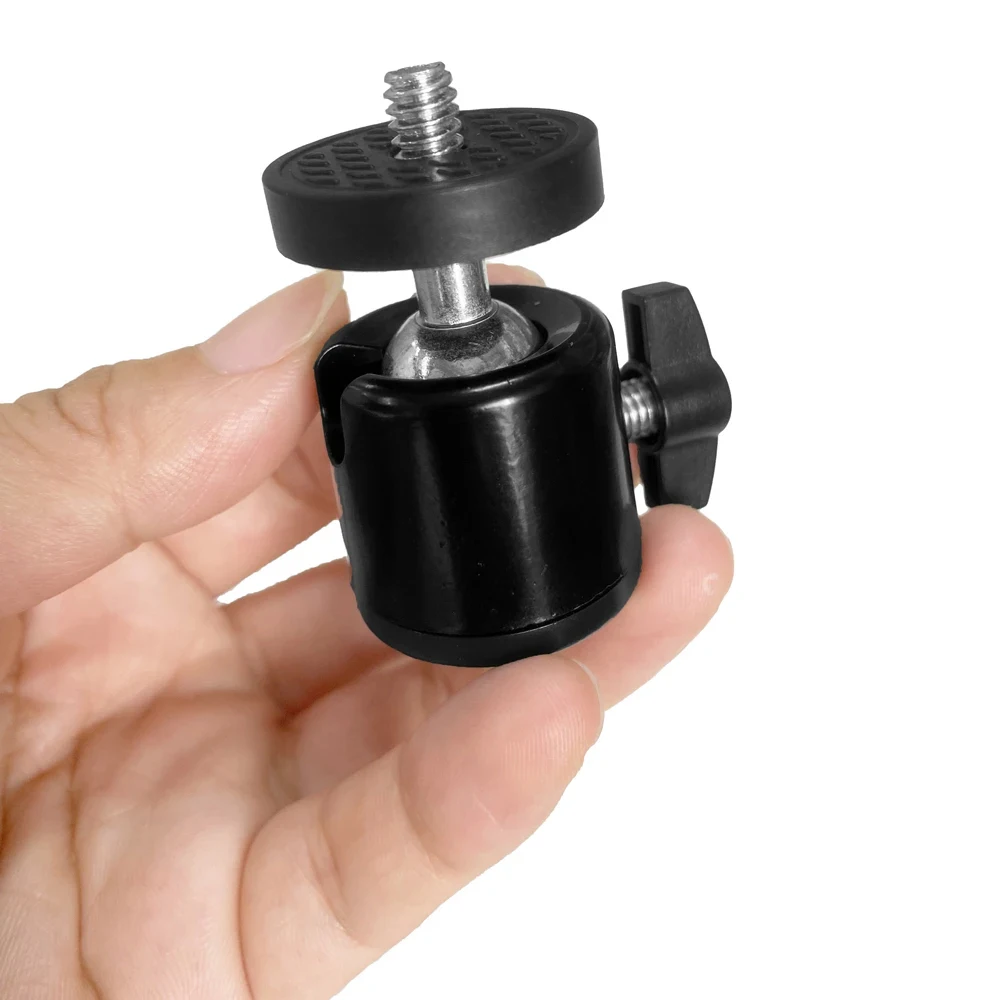 Zapata caliente 1/4 agujero de tornillo montaje en trípode adaptador de cabeza de cámara cabeza de bola con cerradura luz LED soporte de Flash para cámaras DSLR DV