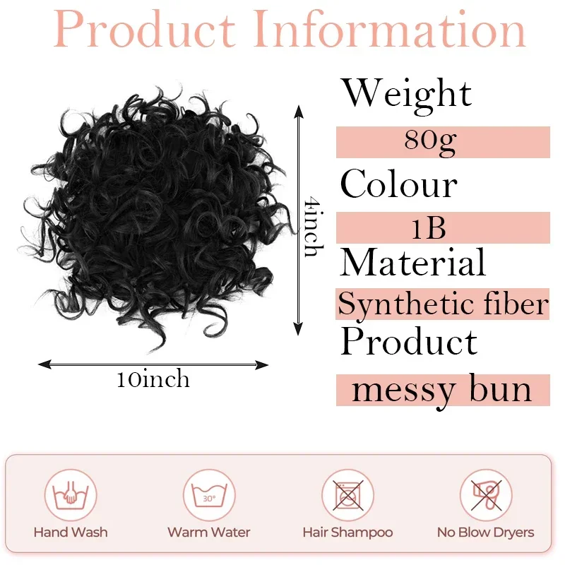 Moño de pelo rizado desordenado sintético para mujer, cola de caballo Updo ondulada corta y suelta, moño rizado rubio, extensiones de cabello resistentes al calor