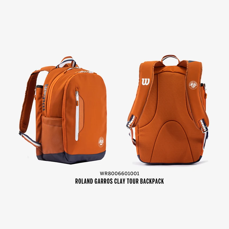 Wilson Roland Garros Clay กระเป๋าเทนนิสภาษาฝรั่งเศสคําเปิดทัวร์ที่ระลึกไม้เทนนิสกระเป๋าเป้สะพายหลังสูงสุดสําหรับ 2 ไม้พร้อมช่อง