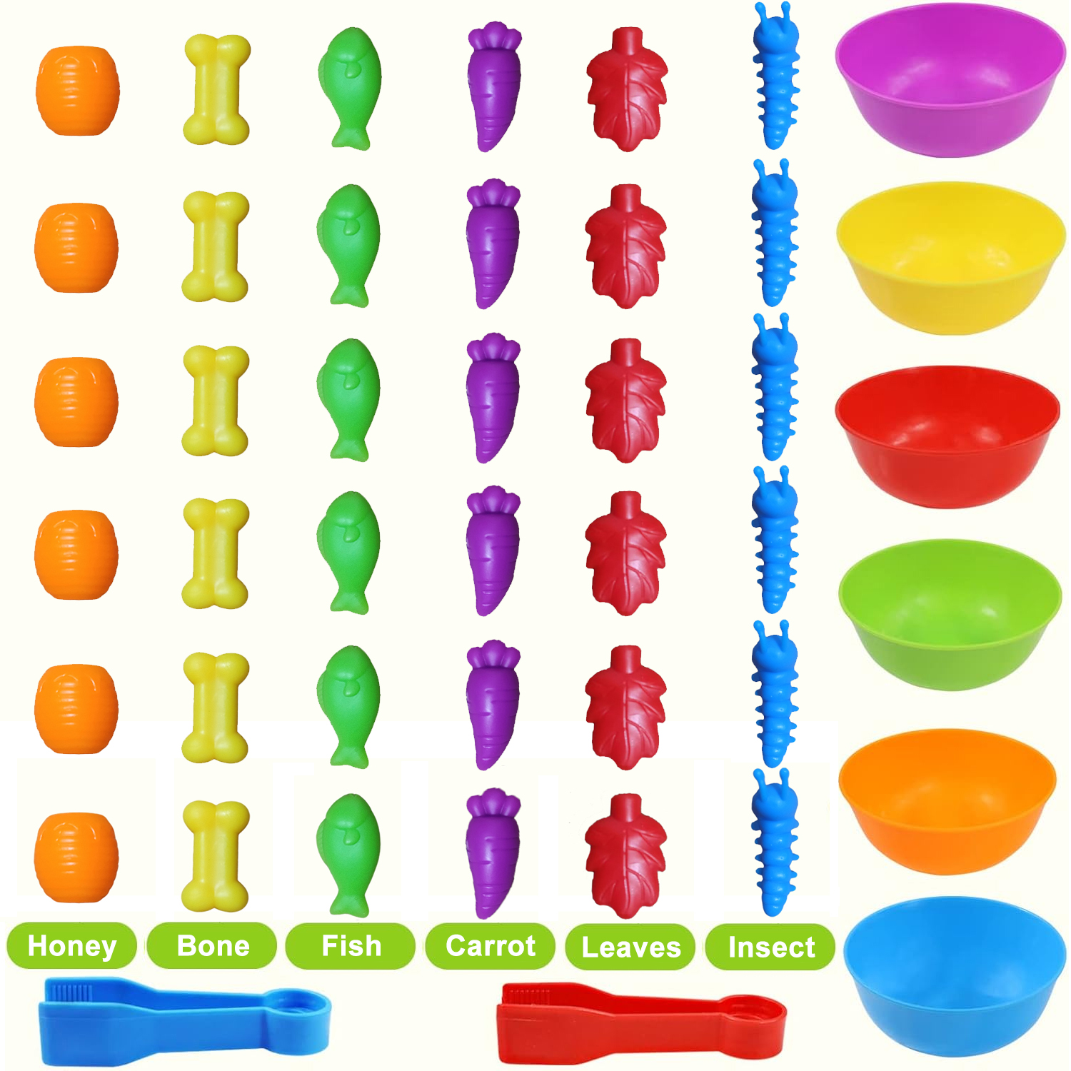 Counting Toys Animals Feeding Matching Game Color Sorting Sensory Fine Motor Skills Montessori Educational Toys for 3+ Age Gift