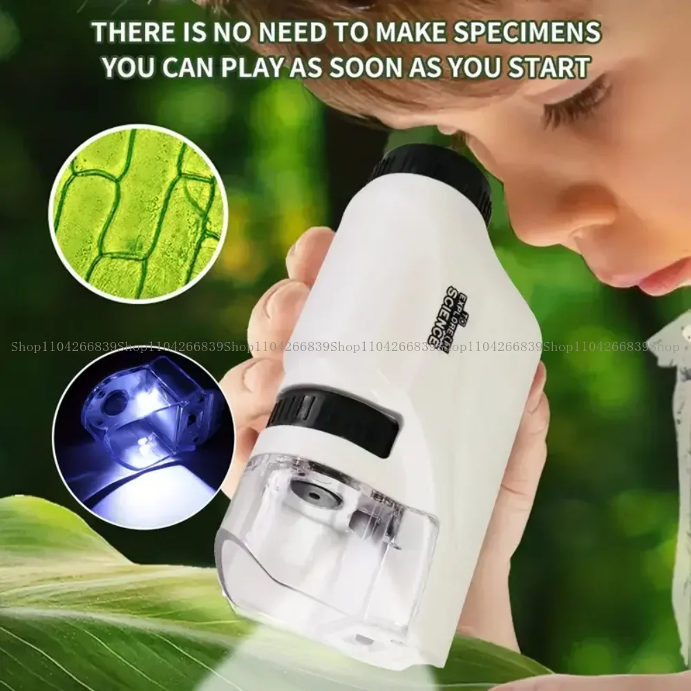 Microscope 60-120x Microscope portatif de laboratoire Microscope alimenté par batterie avec lumière LED Microscope scientifique pour enfants