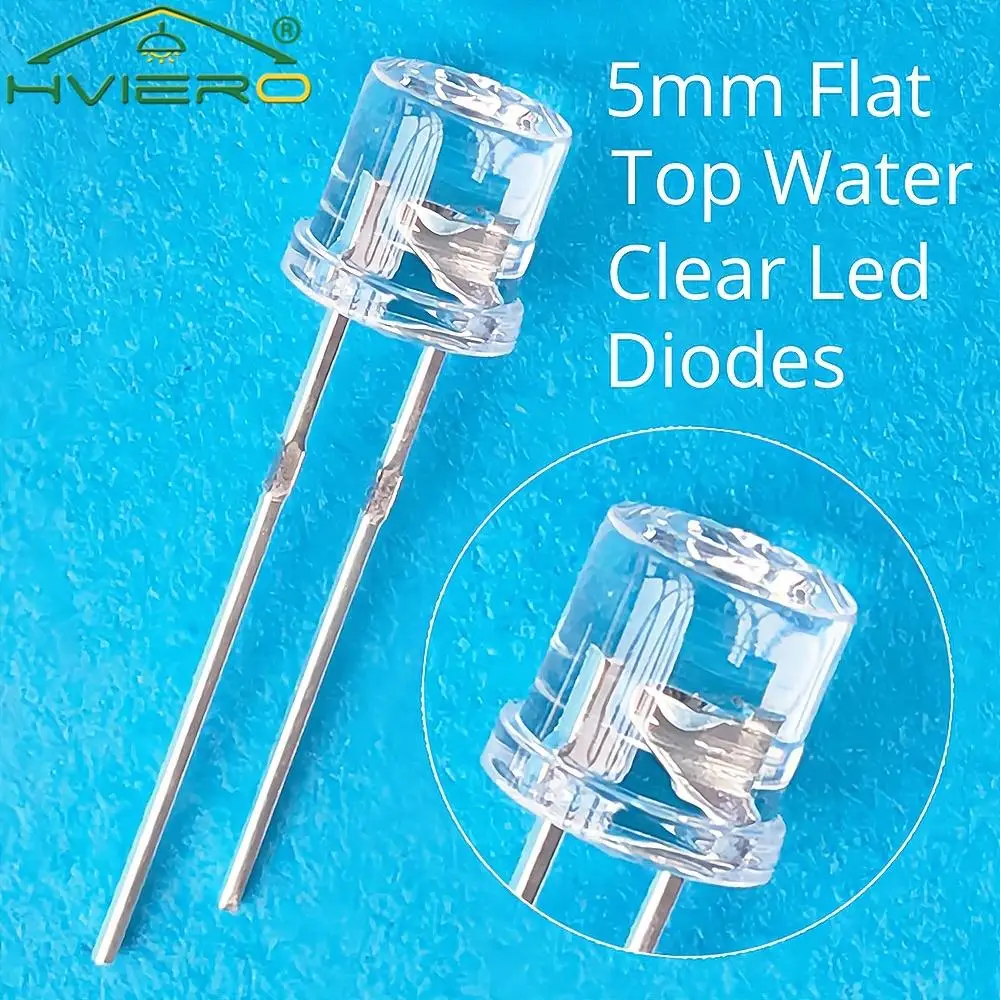 100 stks 5mm Platte Top Wit Rood Geel Blauw Groen Emitting Diode LED Groothoek Ultra Heldere Lampen F5 5mm Licht Lamp Diodes