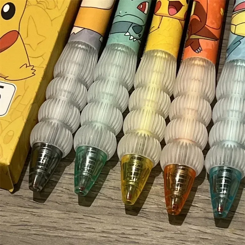 Bolígrafo de Gel de Pokémon Pikachu, 5 uds., bonito dibujo de Anime, Charmander, Squirtle, bolígrafo de Gel, papelería, suministros escolares, regalos de vacaciones