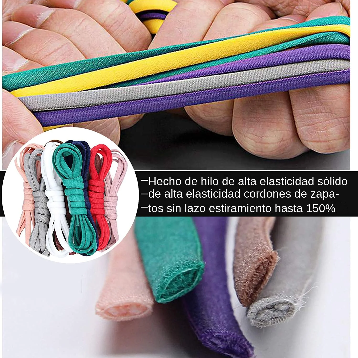 Semicírculo Sin cordones Cordones elásticos para zapatos Zapatillas de deporte Cordones con cerradura de metal Cordones perezosos para niños y adultos Talla única para todos los zapatos