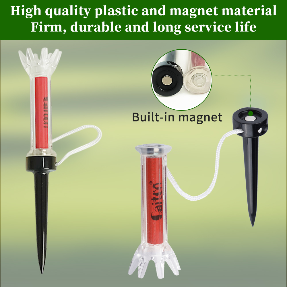 Caiton 5 pièces Tee de golf, avec tee de golf en plastique magnétique, deux tailles (79 mm/90 mm), nouveau cadeau de rebond à 360 degrés, pratique d'entraînement au golf