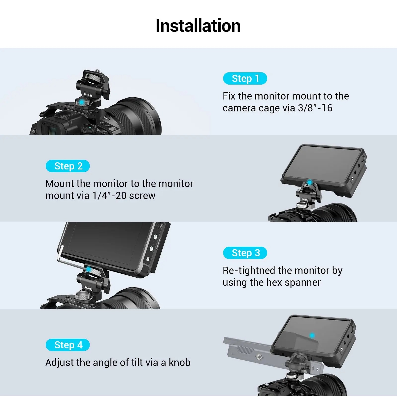 Регулируемый держатель монитора для DSLR-камеры SmallRig, регулируемое крепление для монитора с поворотом и наклоном, с креплением в стиле ARRI 2903