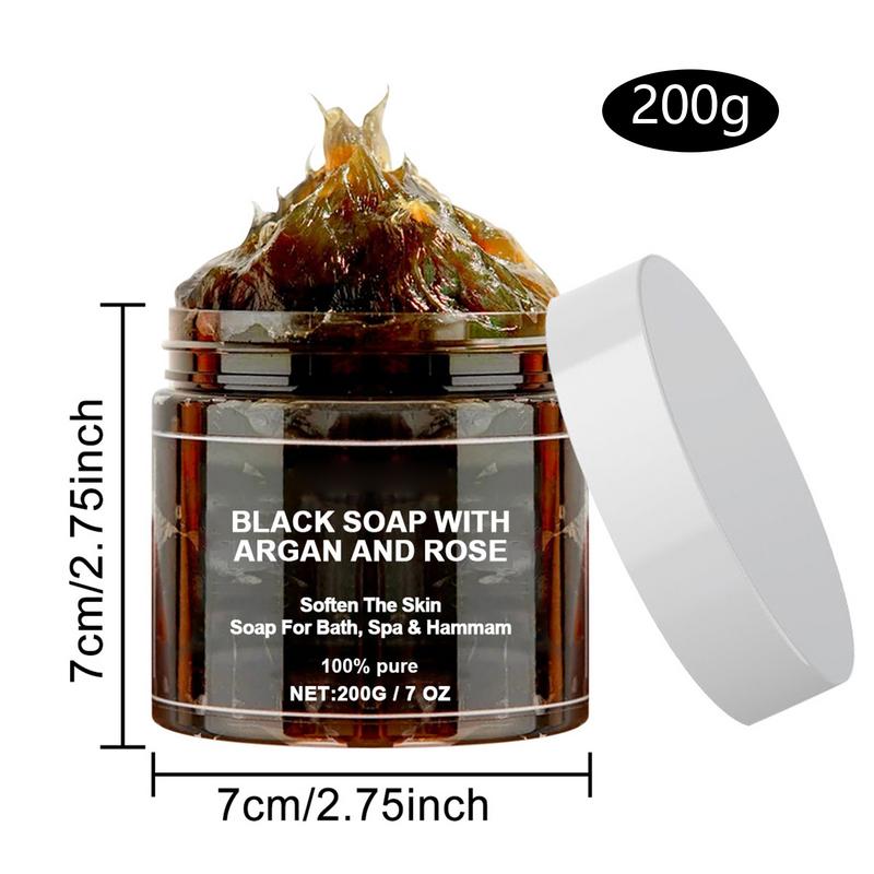 Arganとroseのブラックベルトソープ、モコカン石鹸、保湿ボディ、にきびスキンケア、200g、1個