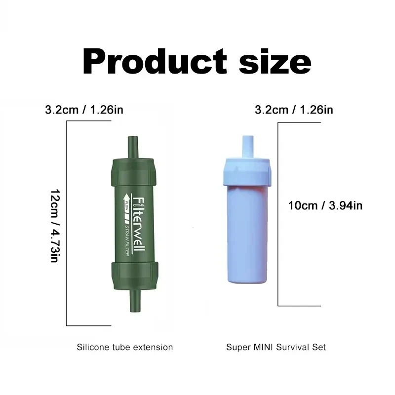 Filtro per l'acqua da esterno Cannuccia Mini purificazione da campeggio Escursionismo portatile Escursionismo Depuratore d'acqua Filtro per l'acqua Cannuccia Forniture di emergenza