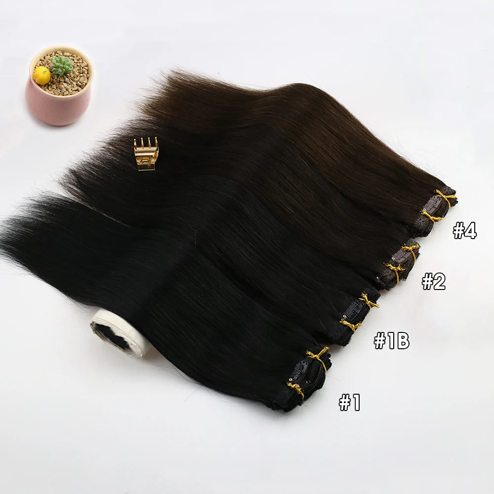 Ugeat Kẹp Trong Tóc Tóc Thật Remy Tóc Làm Nổi Bật Tóc Vàng Màu Toàn Đầu Balayage Bralizian Tóc 7 chiếc