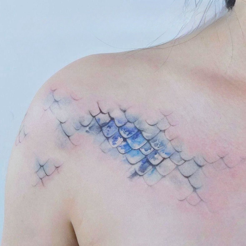 Красочные чешуи русалки, временные татуировки, наклейки, водонепроницаемые, долговечные, на груди, поддельные татуировки, горячая девушка, женщины, Tatouage Cool