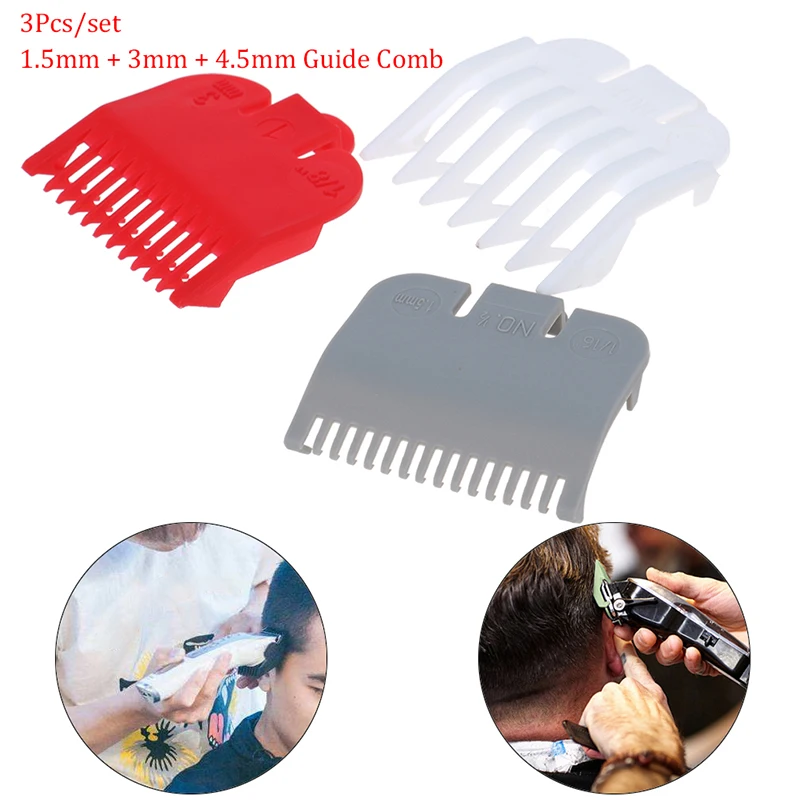 3Pcs/set Hair Clipper Guards Guide Combs Trimmer Cutting Guides Styling Tool Attachment Compatible Replacement Hair Trimmer Tool