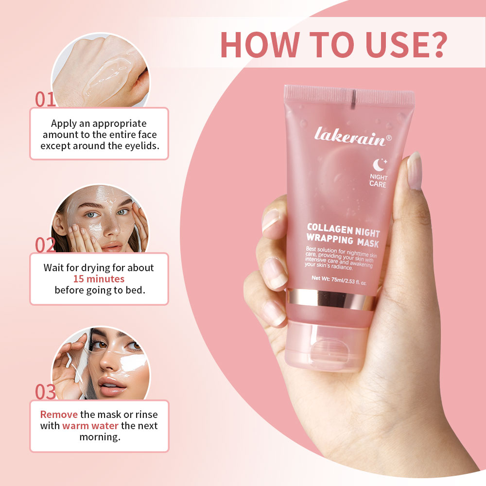 75ml colágeno durante a noite embrulho peel off máscara facial coreano colágeno noite máscara de embrulho hidrata profundamente máscara de cuidados noturnos creme