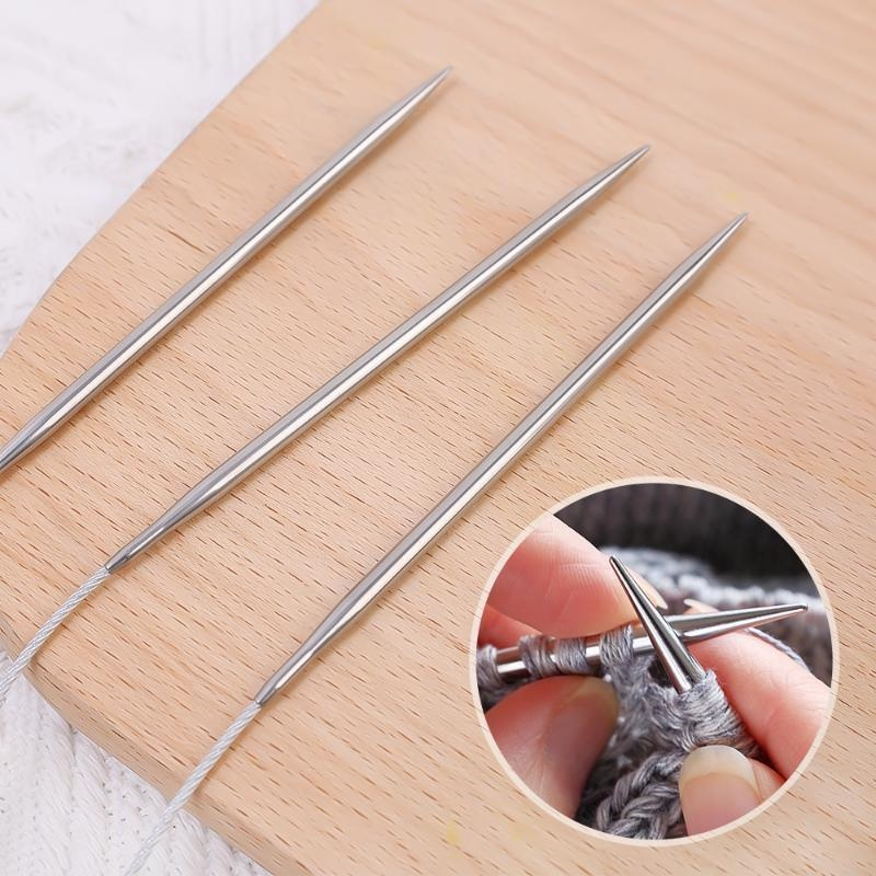 Okrągłe igły do robienia na drutach 3 szt. Metalowy kabel Okrągły zestaw drutów dziewiarskich Dziewiarstwo dla niemowląt Rękawy Skarpetki Akcesoria