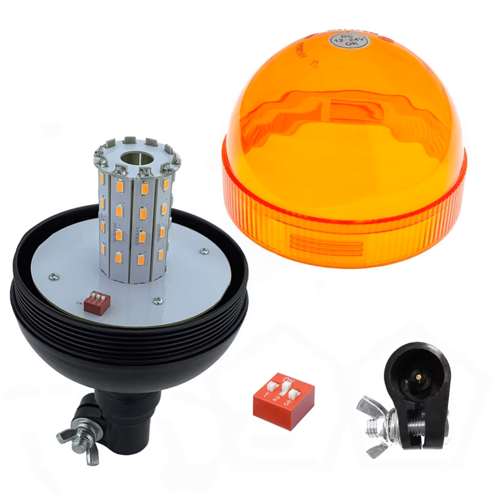 Golf Cart Truck Towable Forklift Flexible Tube Installation Low-Profile Amber Emergency Warning LED Flashlight Safety Light