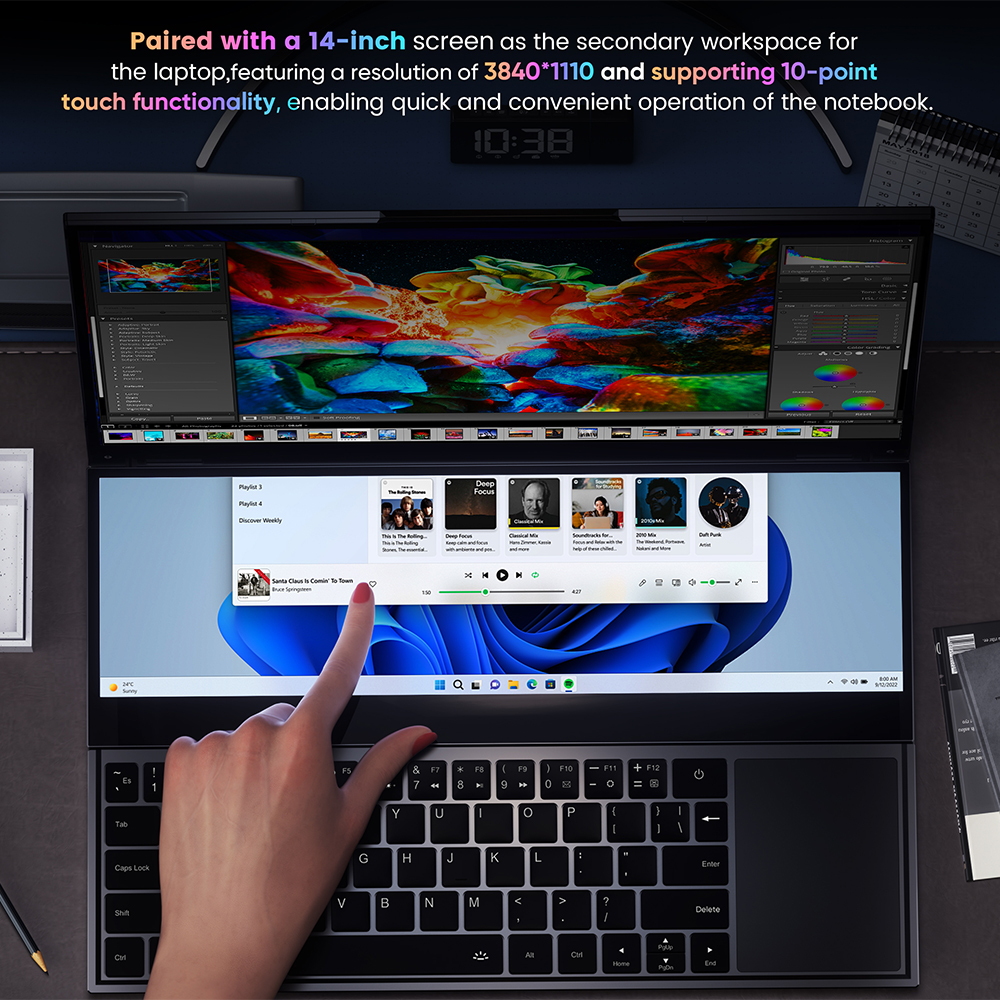 N-one Nbook Fly Laptops 16GB+1T Intel ®   Xeon ®   W-10885m Windows 11 Pro Doppelbildschirm 16''+14'' Touchpad Büro-Studiencomputer