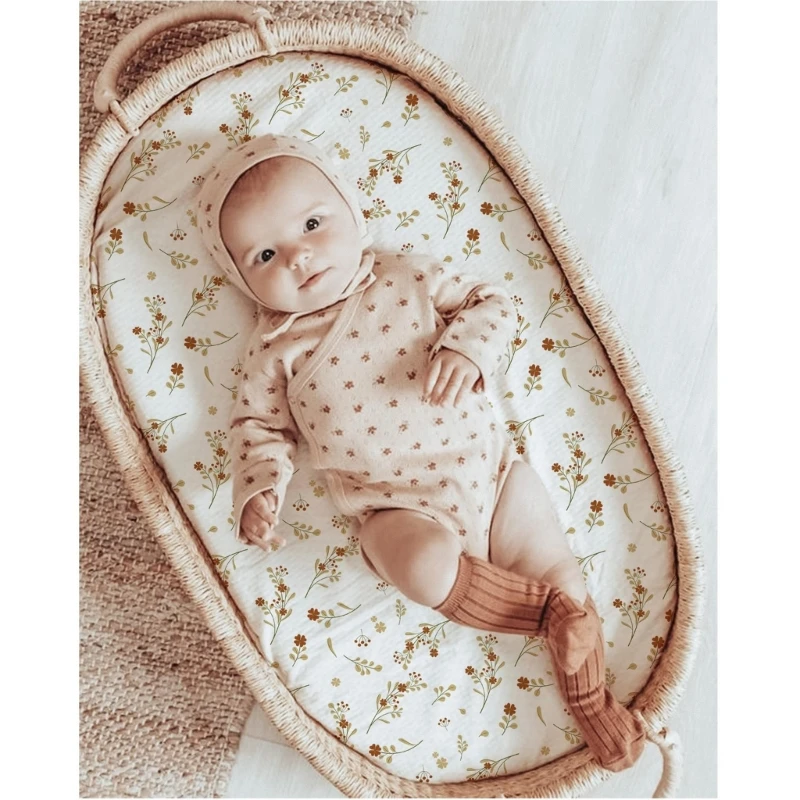 Lençol para berço bebê, capa para troca recém-nascidos, sólido/impresso, respirável, lençóis ajustados, berços, capa