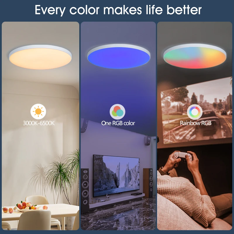 30W 36W สมาร์ทโคมไฟเพดาน LED RGB Dimming APP TUYA รีโมทคอนโทรลจับเวลาตกแต่งบ้านในร่มบลูทูธ WIFI ห้องนอนห้องนั่งเล่น