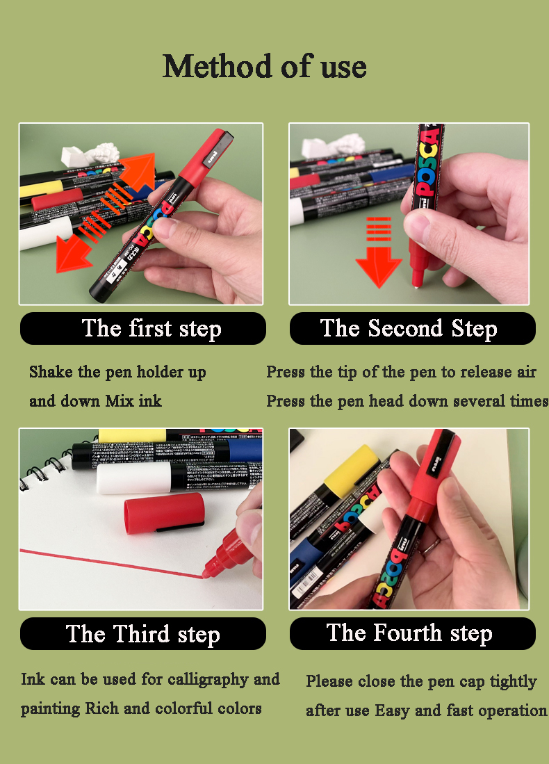 Маркеры POSCA, оригинальные японские Uni, полноцветные, 1 м, 3 м, 5 м, перо, несколько вариантов, рисунок/граффити, rotuladores acrilicos Art