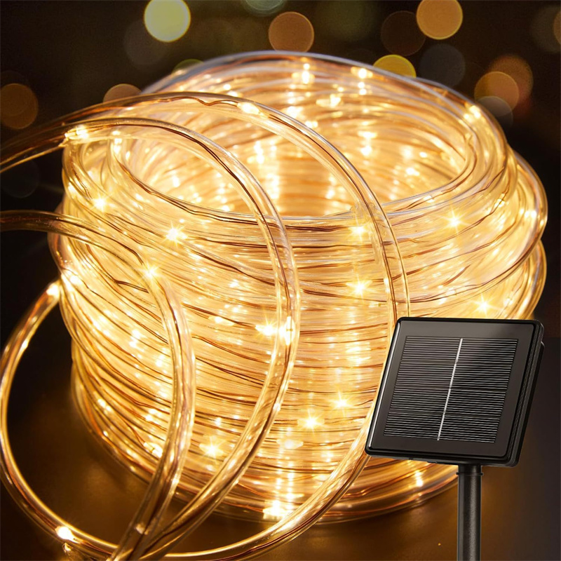 Guirnalda de luces alimentada por energía Solar para exteriores, luces de tubo impermeables para exteriores, hogar, jardín, fiestas, decoración, luces Led para exteriores