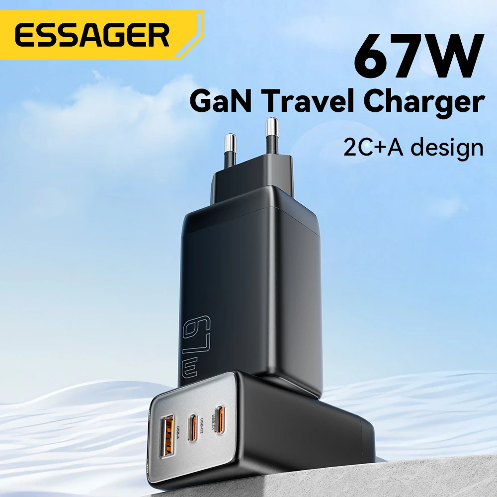 Essager 67W GaN USB Type C Charger PPS 65W Fast Charge For Samsung QC 4.0 PD 3.0 iPhone 15 14 13 Pro Huawei Phone Laptop Chagers