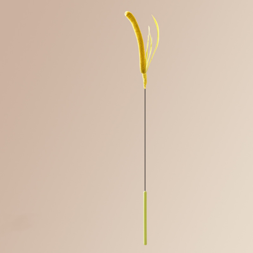 Kimpets Cat Teasing Stick Bite Resistant Long Pole Self Soothing Tool Dog Sage Feather Tail Grass Cat Toy Pet Supplies