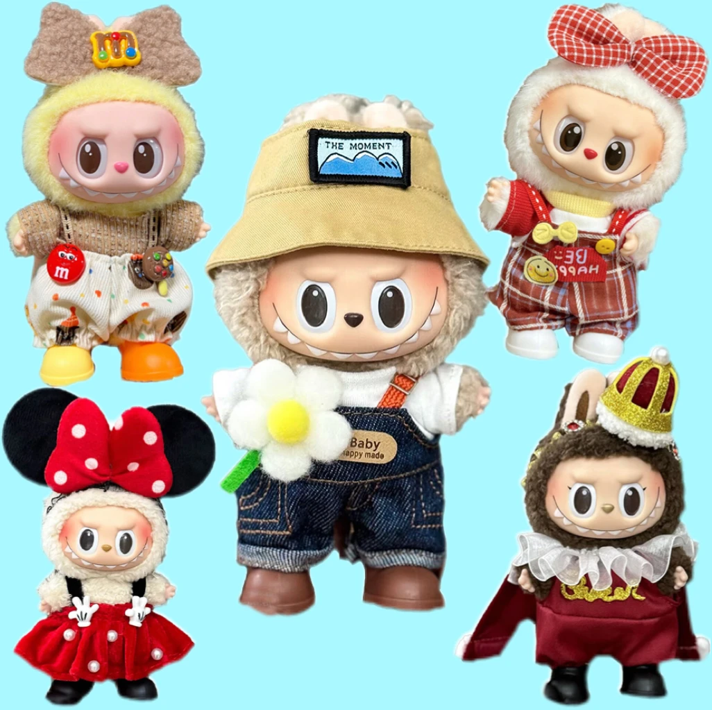 Roupas de boneca de brinquedo de 17cm para acessórios Labalbu mochila de luxo nova roupa original para Labbubu suéter roupa mini bolsa fofa chapéu