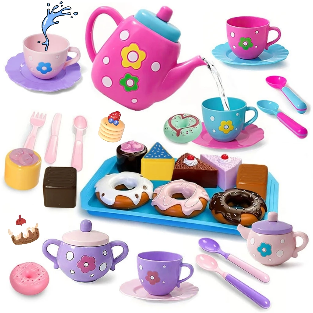 Servizio da tè per ragazze, set da tè, set da tè per bambini compresi bollitore, biscotti, cibo per bambini, regali per ragazzi e ragazze